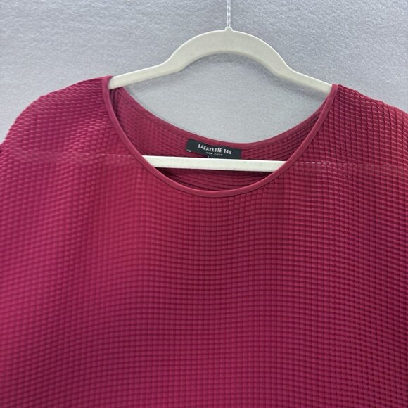 Lafayette 148 New York Red Top‎ Womens SZ Large Semi Sheer texture Professional - Picture 2 of 10
